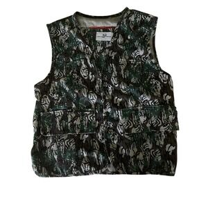 Vintage‎ Piney Woods Natural Camoflauge Vest Large Snap Button